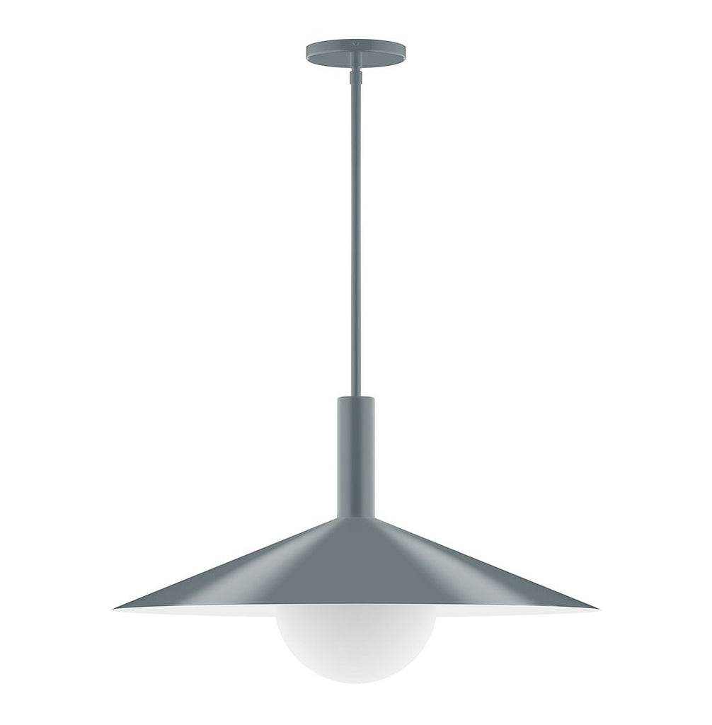 24" Stack Shallow Cone Stem Hung Pendant With 6 Inch White Opal Glass Globe, Slate Gray - STGX478-G15-40