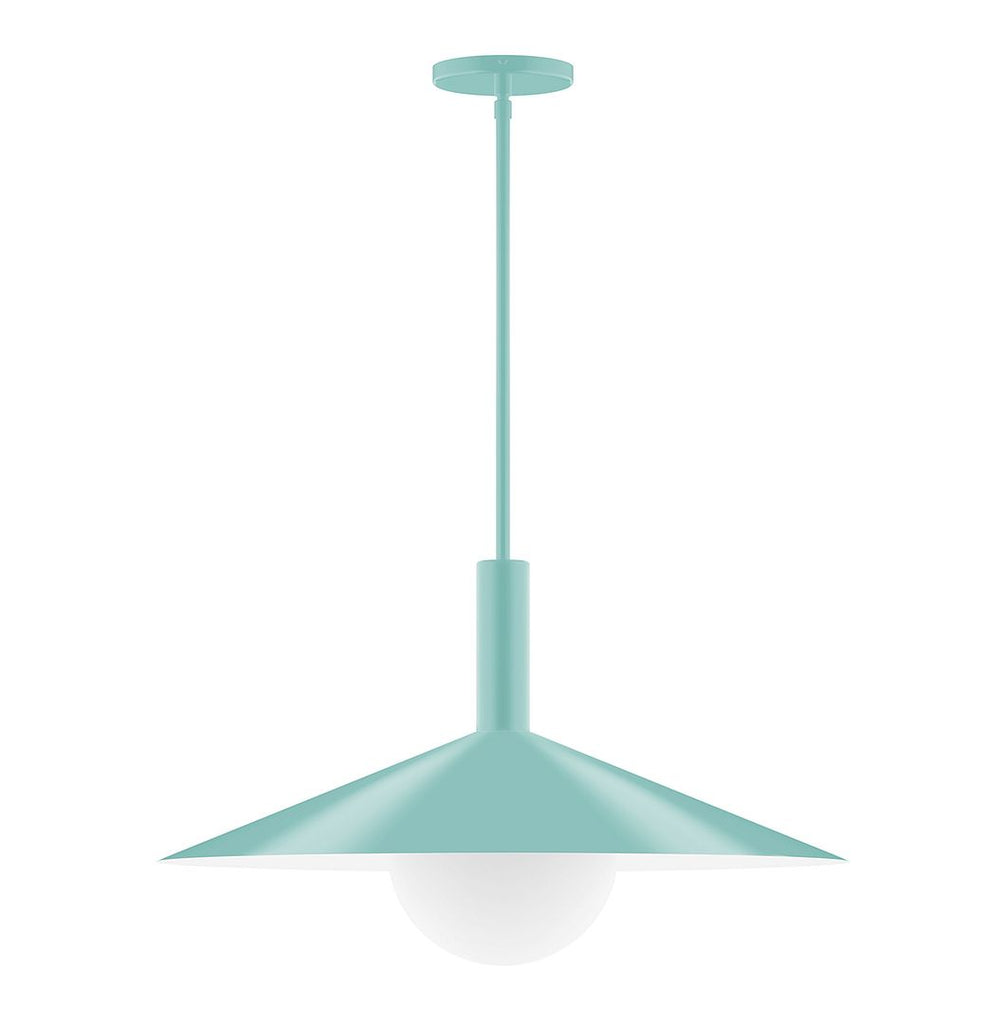 24" Stack Shallow Cone Stem Hung Pendant With 6 Inch White Opal Glass Globe, Sea Green - STGX478-G15-48