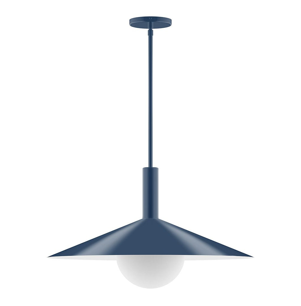 24" Stack Shallow Cone Stem Hung Pendant With 6 Inch White Opal Glass Globe, Navy - STGX478-G15-50