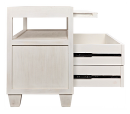 2-Drawer Side Table with Sliding Tray, White Wash