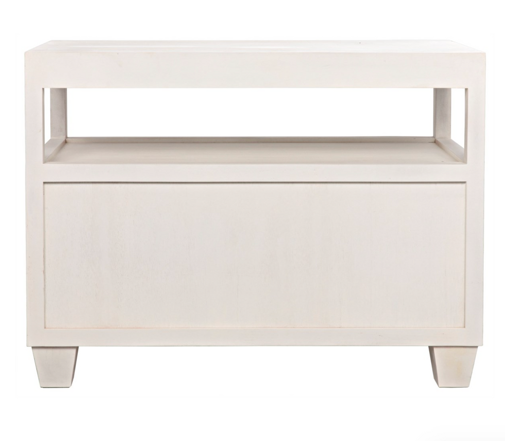 2-Drawer Side Table with Sliding Tray, White Wash