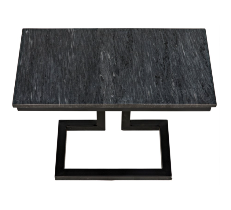 Alonzo Side Table, Black Metal with Marble