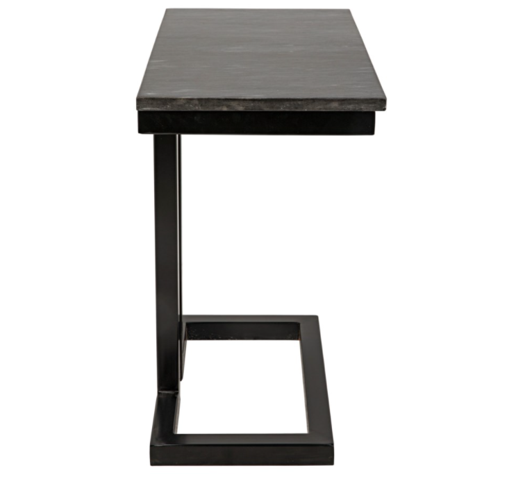 Alonzo Side Table, Black Metal with Marble