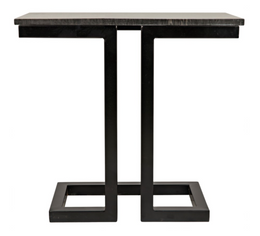 Alonzo Side Table, Black Metal with Marble