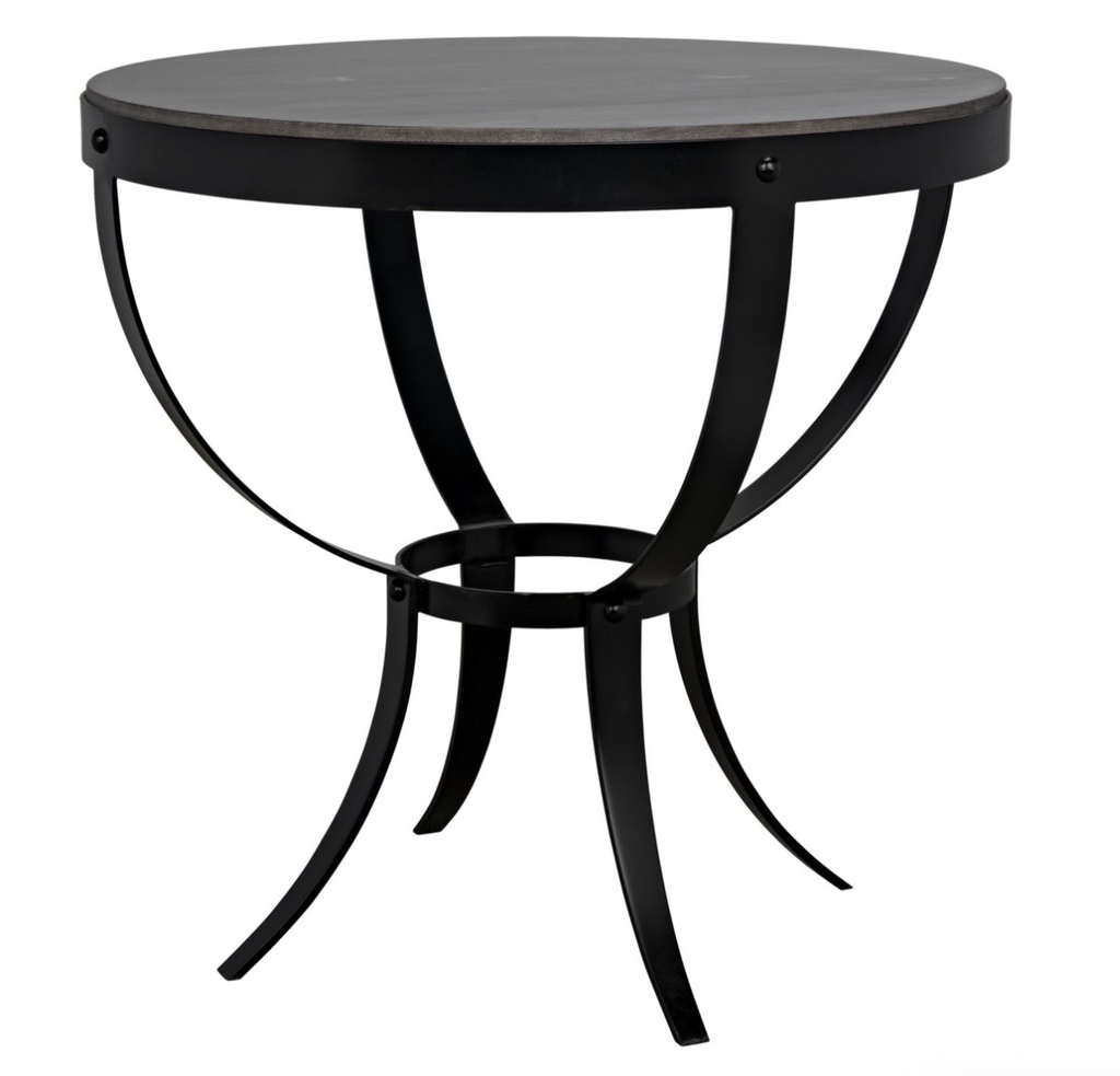 Byron Side Table, Black Metal with Marble