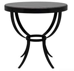 Byron Side Table, Black Metal with Marble