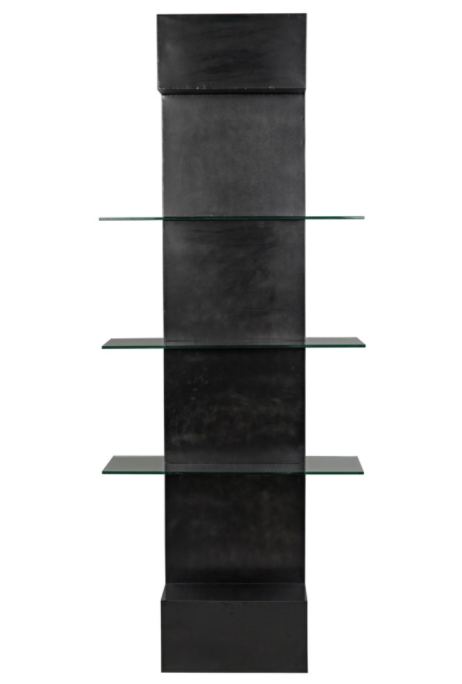 Colombo Shelving, Black Metal with Glass