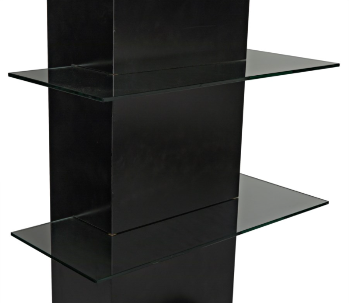 Colombo Shelving, Black Metal with Glass