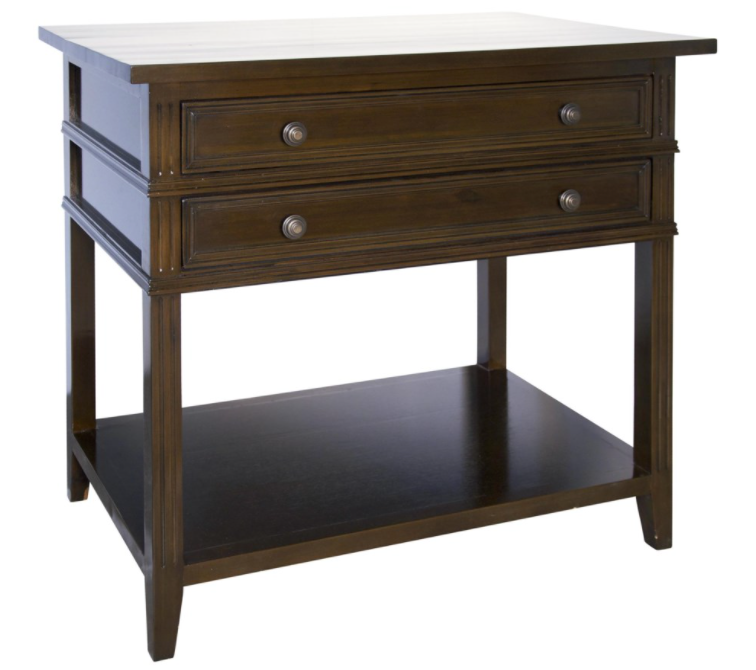 Colonial 2-Drawer Side Table, Distressed Brown
