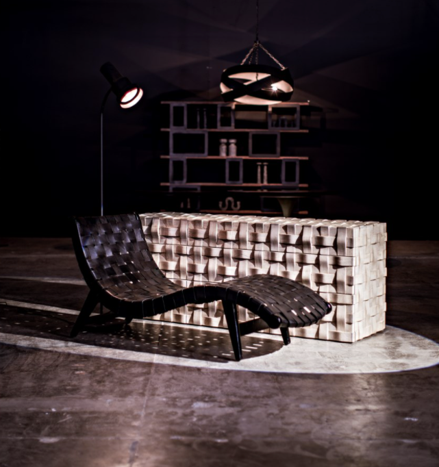 Corado Lounge Chair w/Leather, Black