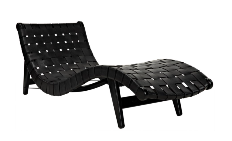 Corado Lounge Chair w/Leather, Black