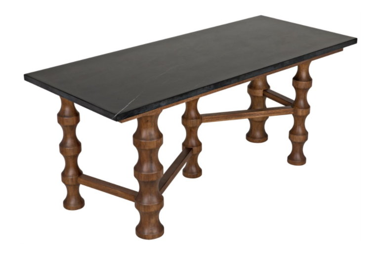 Creo Desk with Stone Top, Dark Walnut