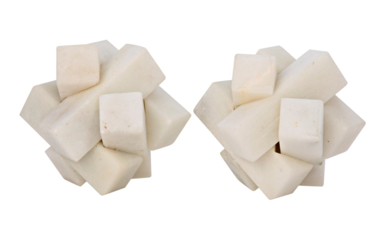 Cube Puzzle Object, Set of 2, White Stone