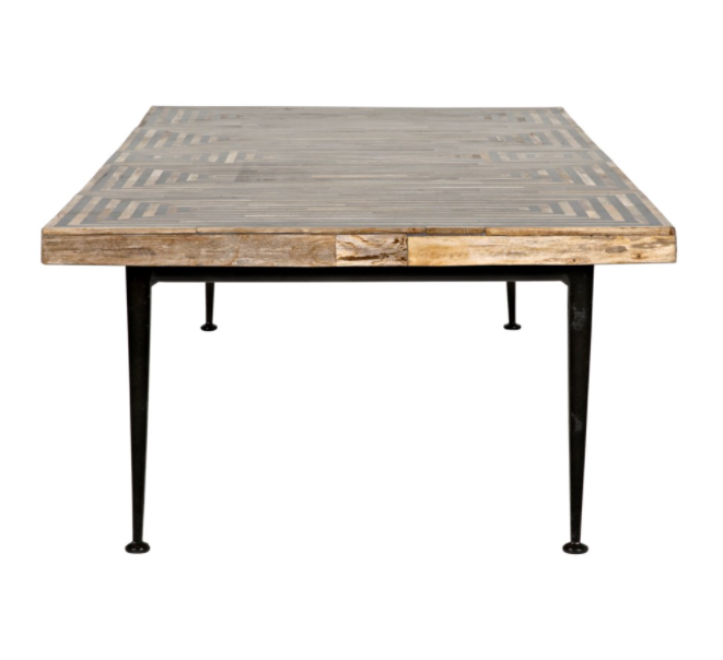 Deco Onyx Inlaid Coffee Table with Metal Legs