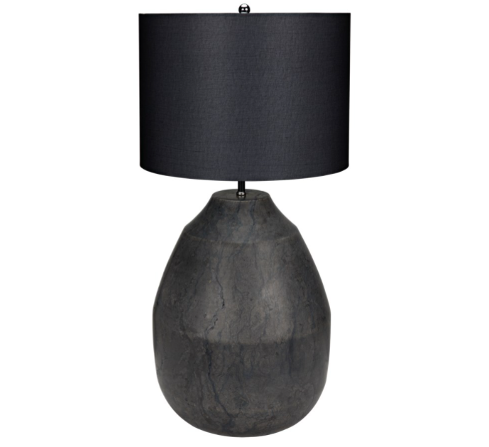 Figaro Lamp w/Black Shade, Black Stone