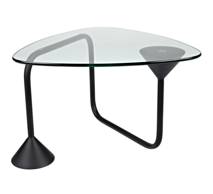 Flip Flop Coffee Table, Black Metal w/Glass