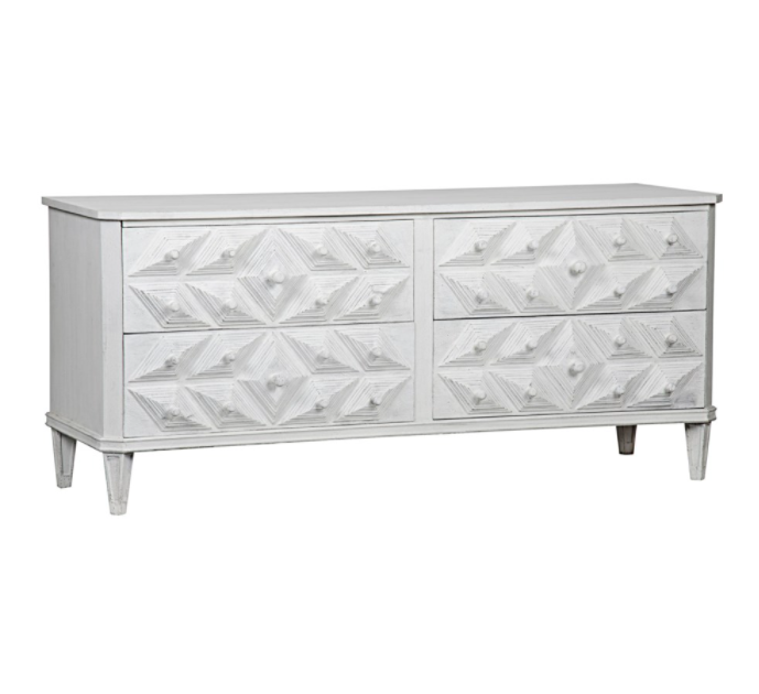 Giza 4 Drawer Dresser, White Weathered