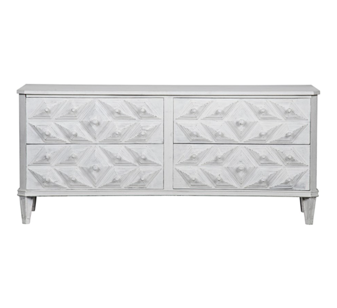 Giza 4 Drawer Dresser, White Weathered