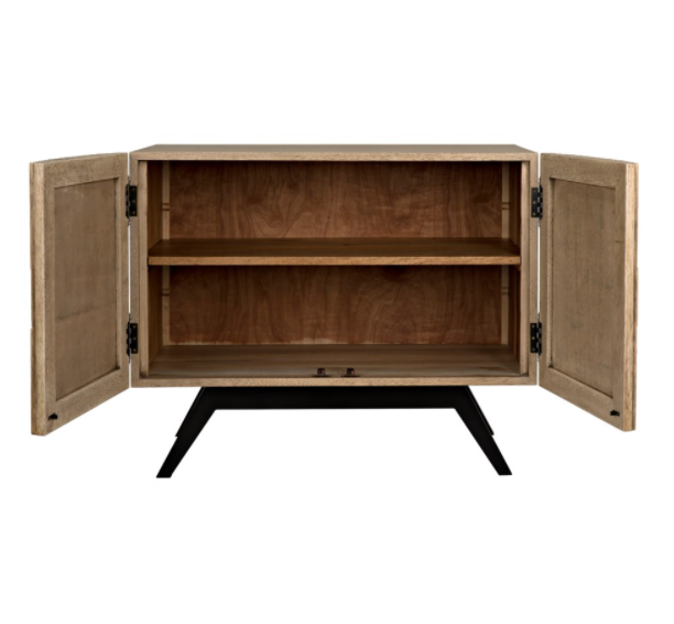 Illusion Single Sideboard with Metal Base, Bleached Walnut