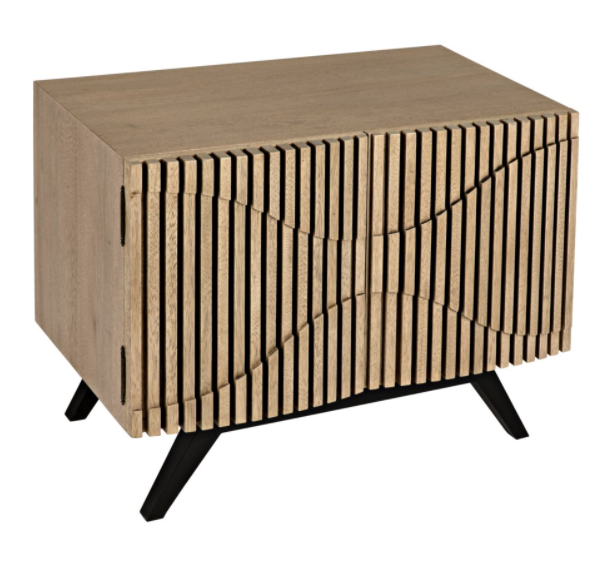 Illusion Single Sideboard with Metal Base, Bleached Walnut