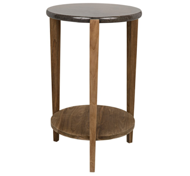 Kavica Side Table, Teak w/Stone