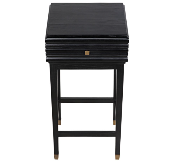 Kitame Side Table with Drawer, Charcoal Black
