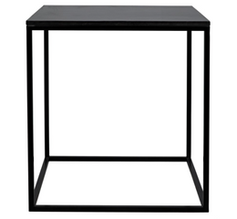 Landon Side Table, Black Metal with Marble