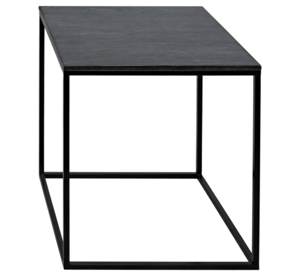 Landon Side Table, Black Metal with Marble