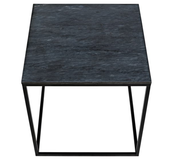 Landon Side Table, Black Metal with Marble