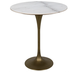 Laredo Bar Table 36", Antique Brass, White Marble Top