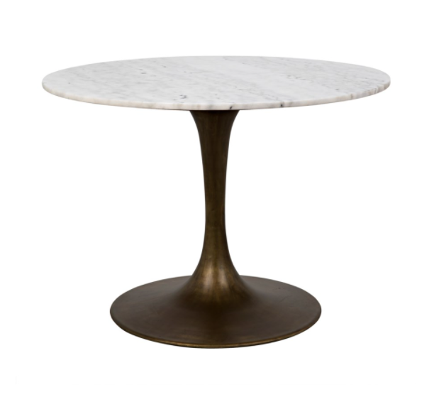Laredo Table 40", Aged Brass, White Marble Top