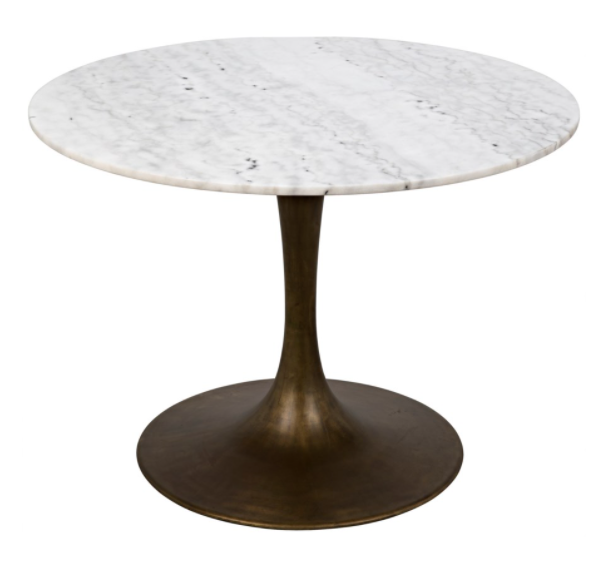 Laredo Table 40", Aged Brass, White Marble Top