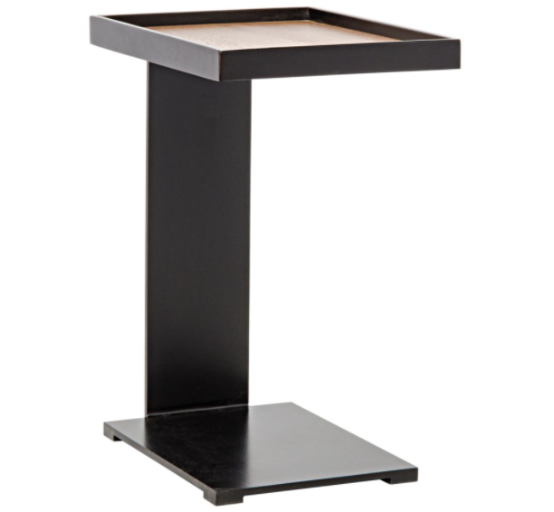 Ledge Side Table with Black Metal