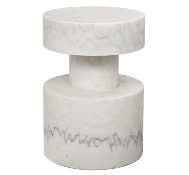 Mamud Side Table, White Stone