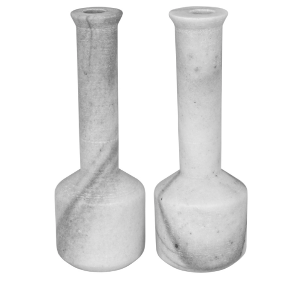 Markos Decorative Candle Holder, Set of 2, White Marble