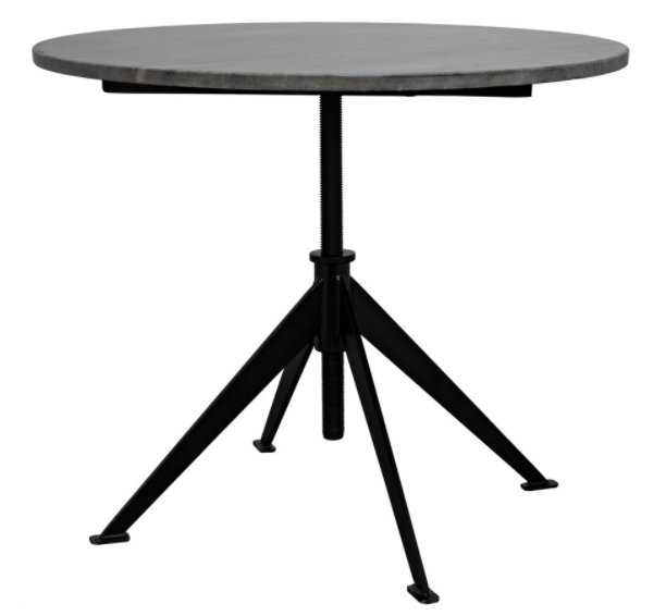 Matilo Adjustable Table, Black Metal Metal Base with Marble Top