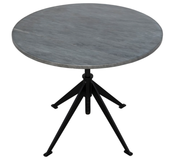 Matilo Adjustable Table, Black Metal Metal Base with Marble Top