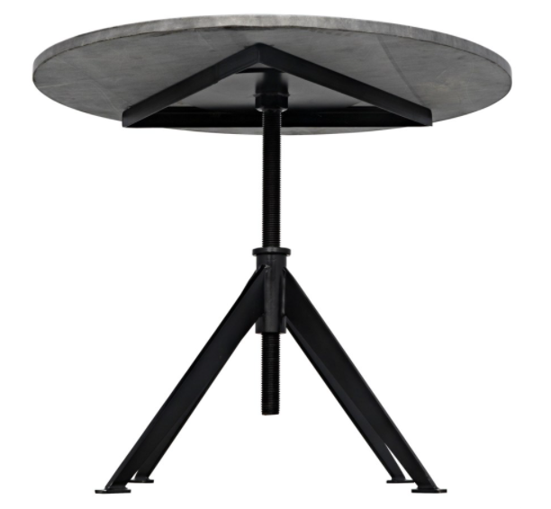 Matilo Adjustable Table, Black Metal Metal Base with Marble Top