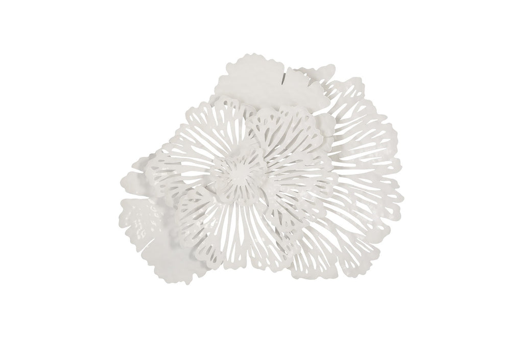 Flower Wall Art, Small, White, Metal