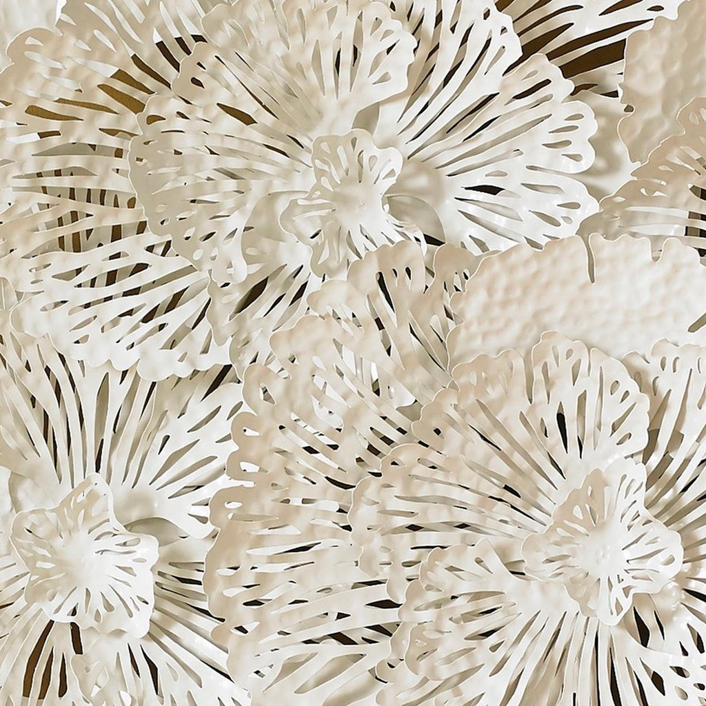 Flower Wall Art, Large, White, Metal