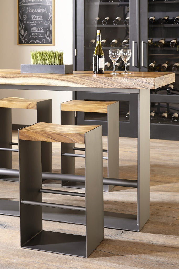 Iron Frame Bar Table, Natural