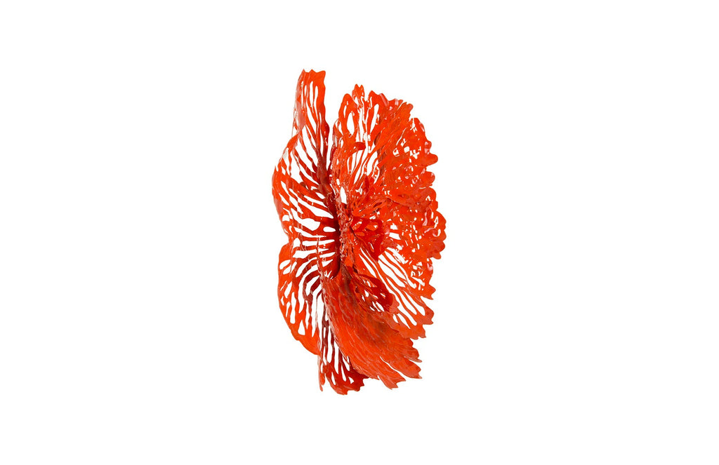 Flower Wall Art, Small, Coral, Metal