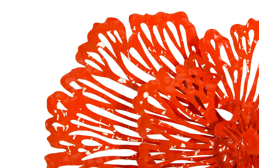 Flower Wall Art, Small, Coral, Metal