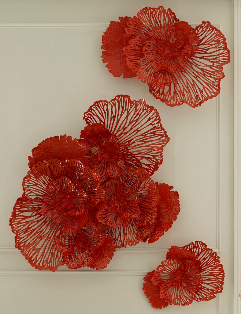 Flower Wall Art, Small, Coral, Metal