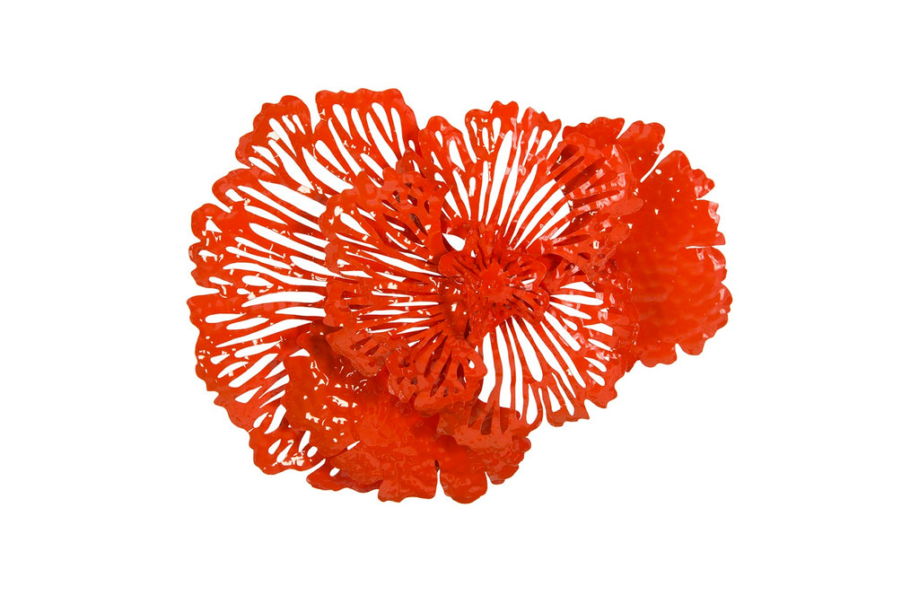 Flower Wall Art, Small, Coral, Metal