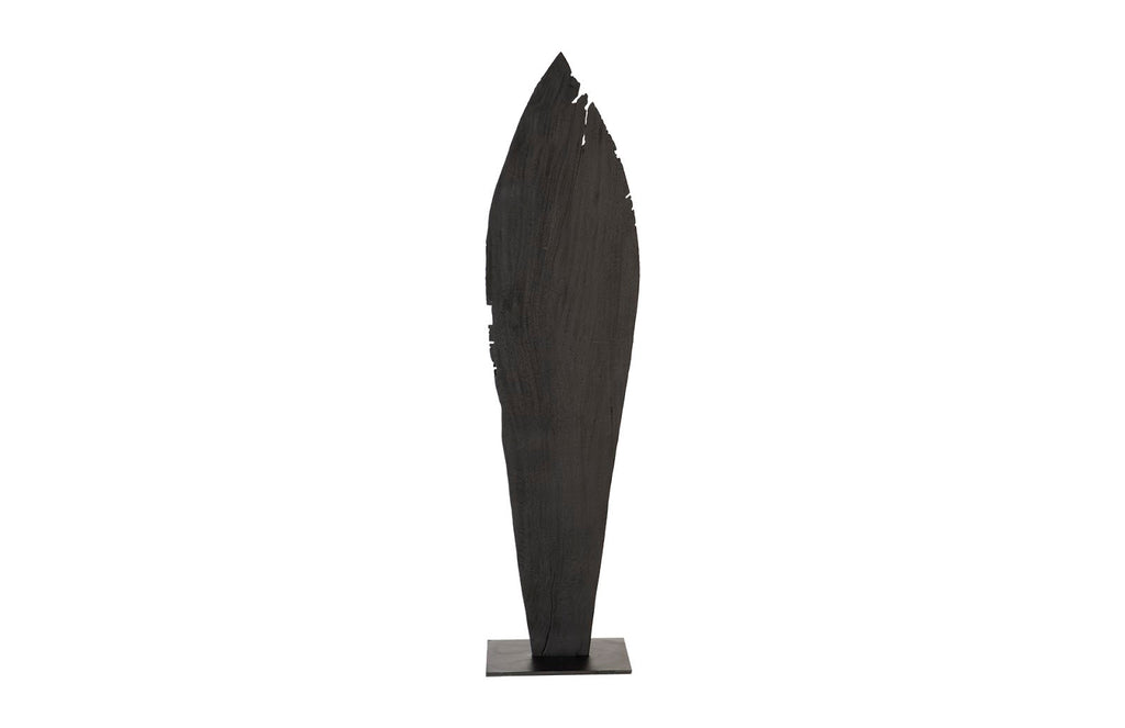 Carved Leaf on Stand, Burnt, LG