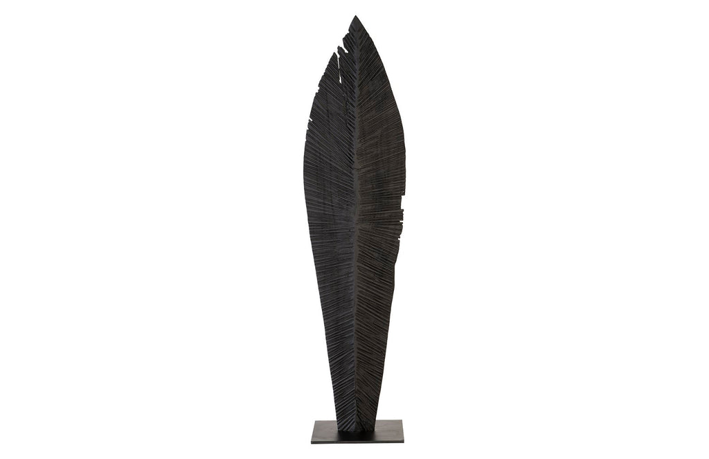 Carved Leaf on Stand, Burnt, LG