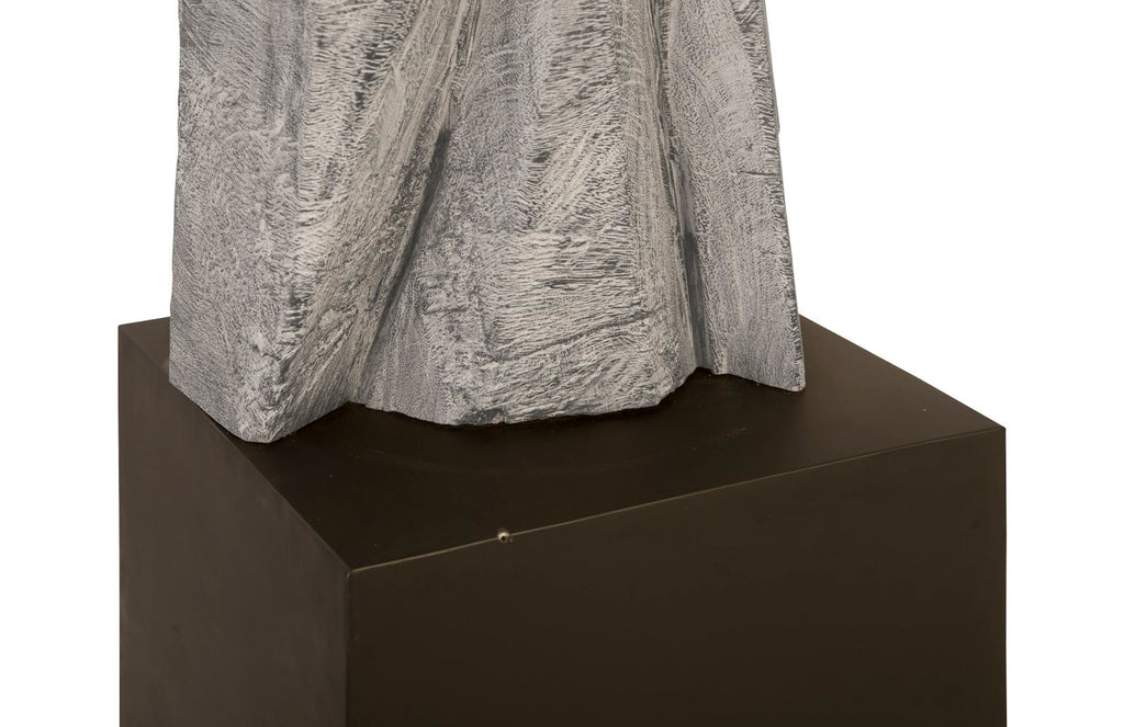 Tai Chi Winner Sculpture on Pedestal, Gray Stone/Black