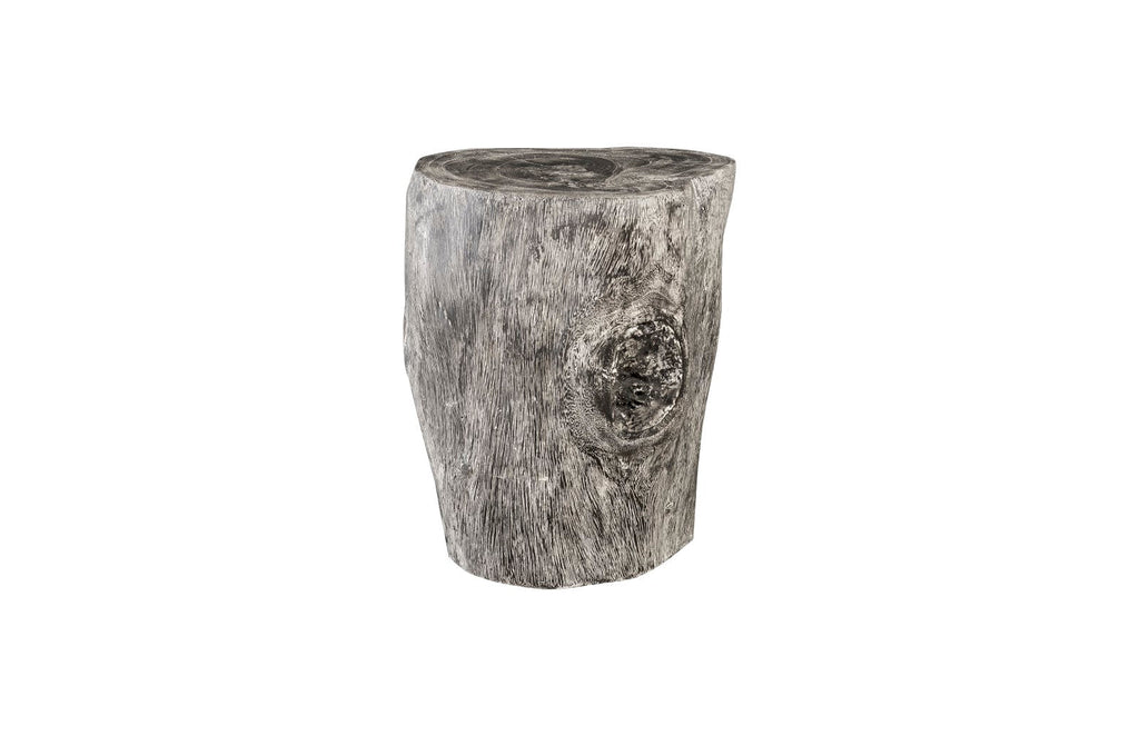 Stump Stool, Gray Stone Finish, Black