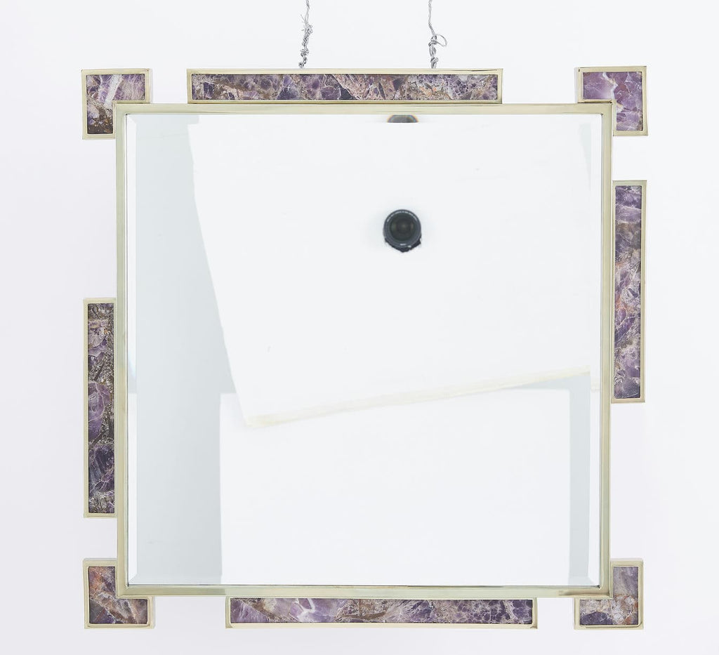 Thalia Mirror - Polished Brass and Amethyst